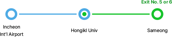 Incheon Int’l Airport - Hongikl Univ - Sameong